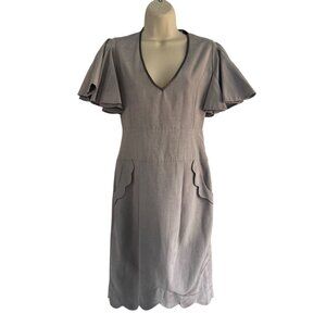 Matthew Williamson Woman's Sz 8 (S) Sample Taupe Sheath Dress Ruffle Sleeve